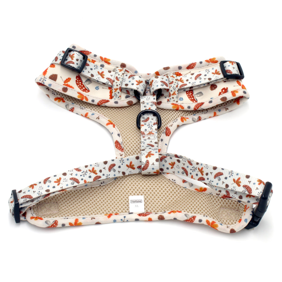 TopDog Harnesses Woodland treasures reversable dog harness back view