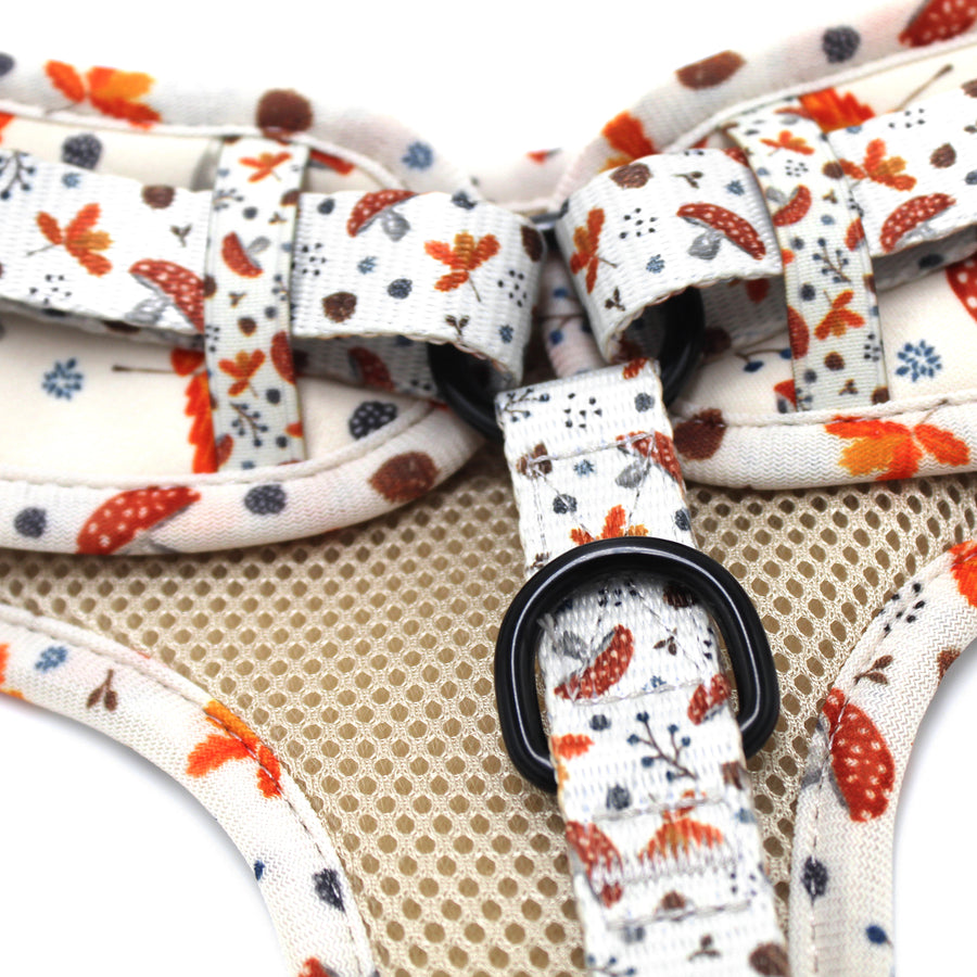 TopDog Harnesses Woodland Treasures Reversable Dog Harness back view close-up