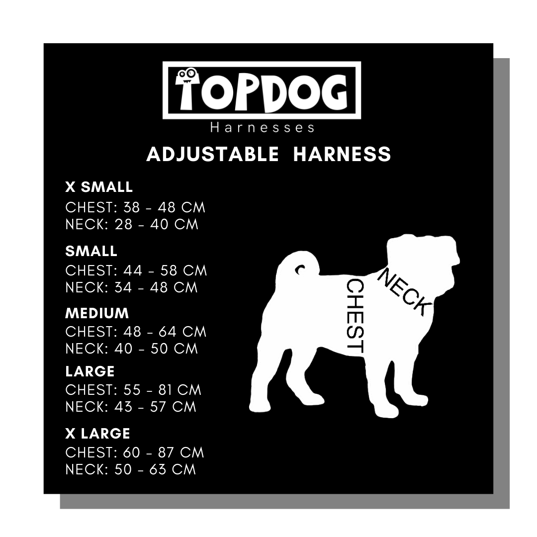 Pug harness outlet size